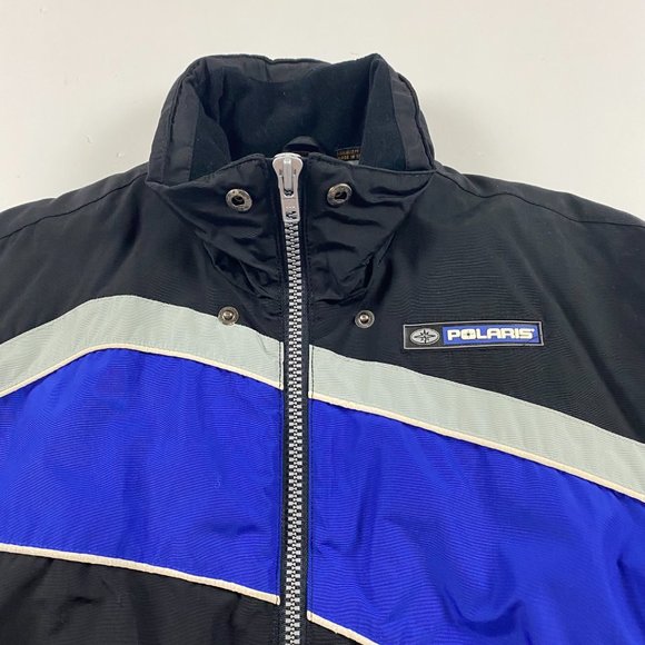 Vintage Polaris Snowmobile Jacket Coat Medium Women Black Blue Nylon Winter - Picture 6 of 16